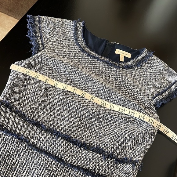 Rebecca Taylor Indigo Tweed Dress, navy blue and white boucle, size 4 - Picture 7 of 16